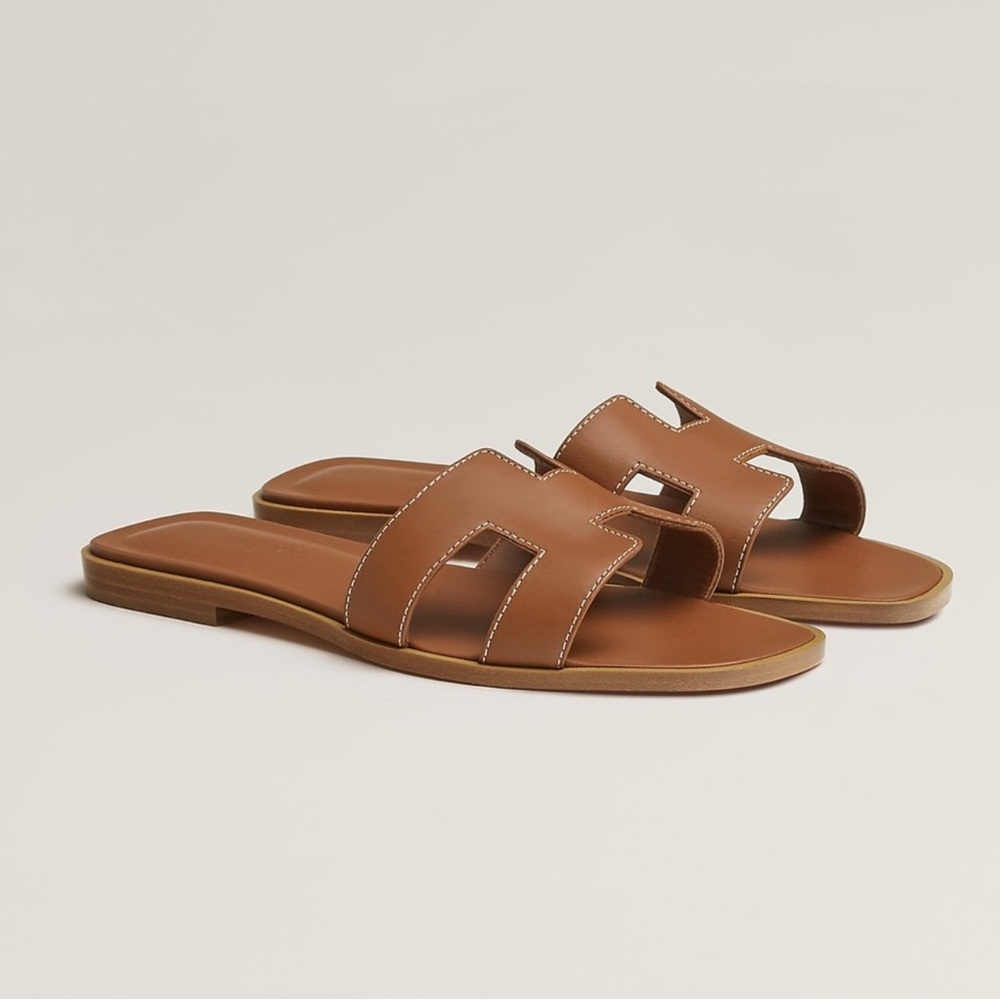 Hermes Oran Sandals Brown